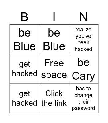 Getting Hacked Bingo Card