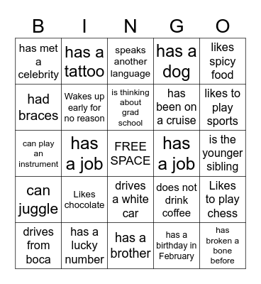Self Awareness Bingo Card
