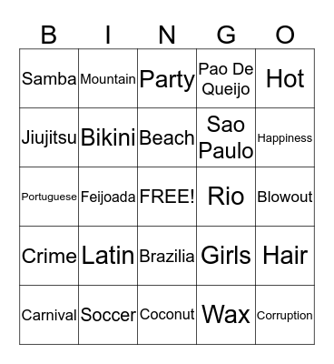 Brazilian Bingo Card