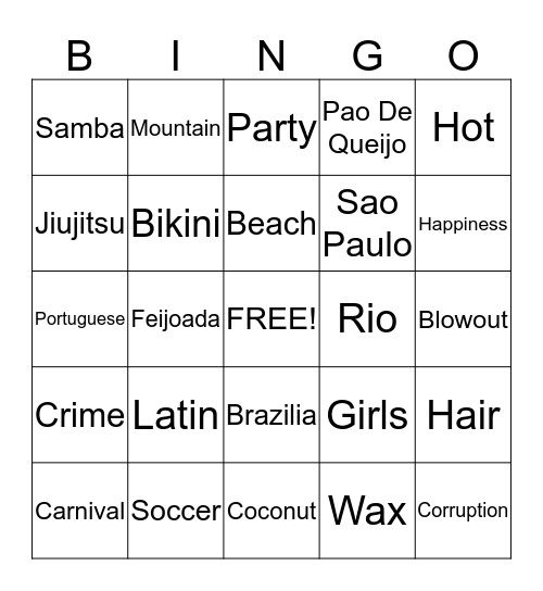 Brazilian Bingo Card