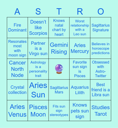 Bingo: Astrology Edition Bingo Card