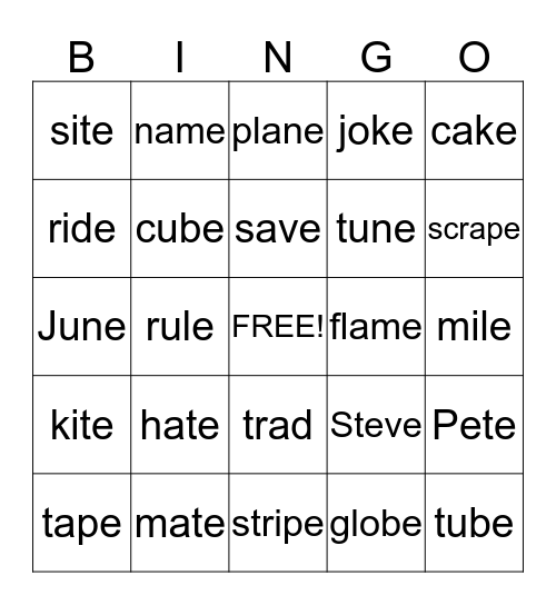 Wilson silent e step 4.1 Bingo Card