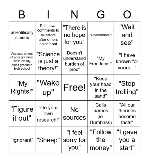 Angry Toddler BINGO Card