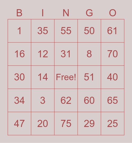 Bingo Card