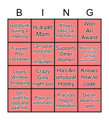 Women's Day Bingo Card