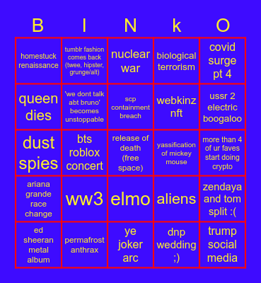 casual 2022 binko Bingo Card