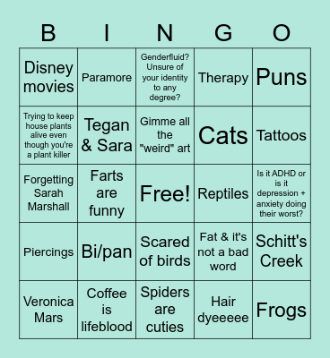 Devon's Bingo Card