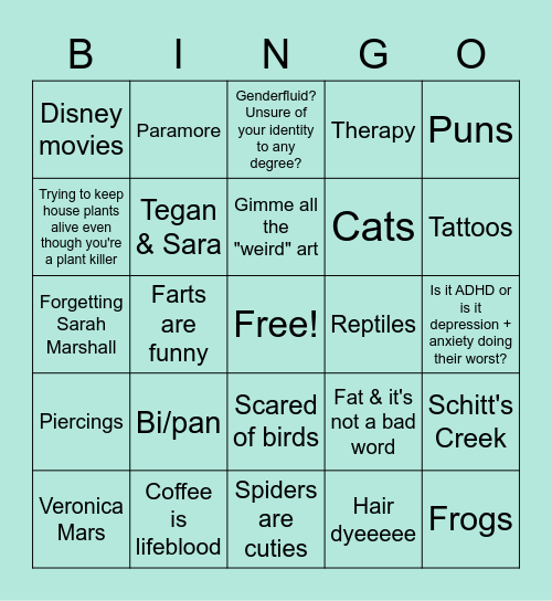 Devon's Bingo Card