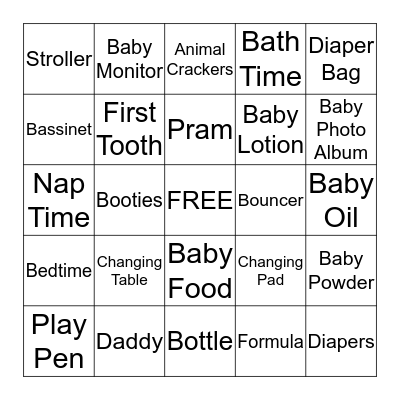 Baby Shower Bingo Card