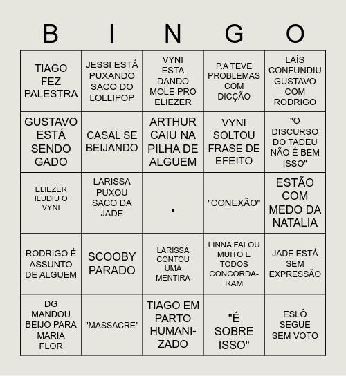 EDIÇÃO DO BBB Bingo Card