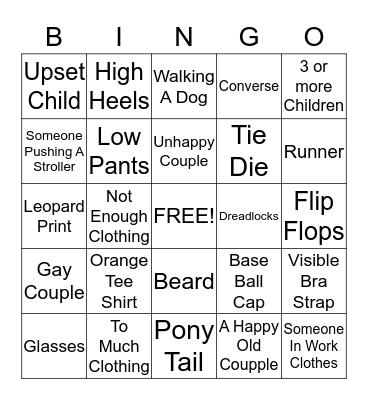 PEOPLE WATCHING! Bingo Card