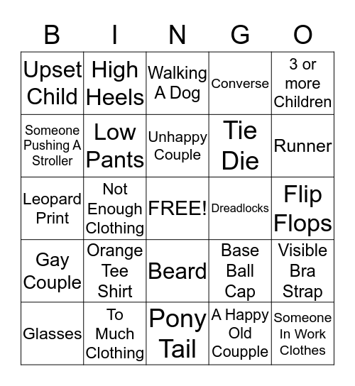 PEOPLE WATCHING! Bingo Card