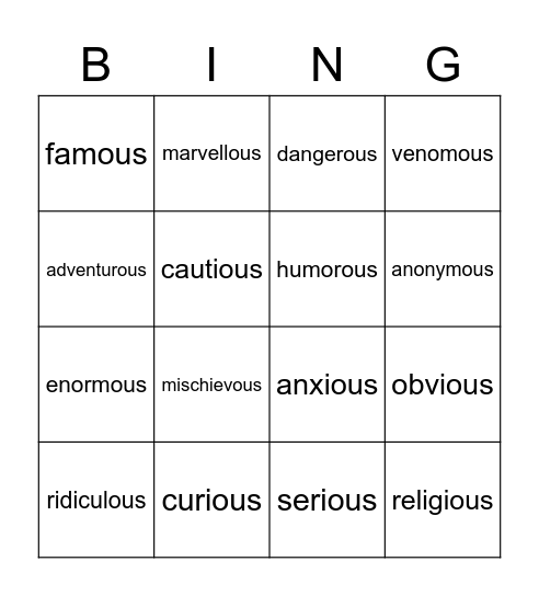 adjectives-ending-in-ous-bingo-card