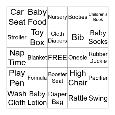 Baby Shower Bingo Card