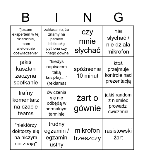 krutka piłka młoda Bingo Card