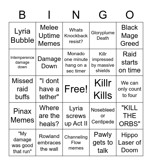 Lost Parses Bingo Card