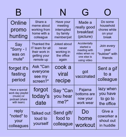 Printizen Bingo Card