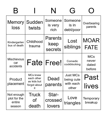 Kdrama things Bingo Card