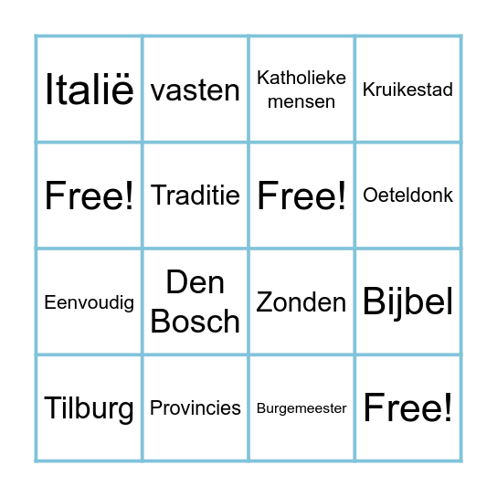 Carnaval Bingo Card