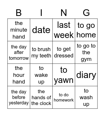 Engels les 3.2 en 3.3 Bingo Card