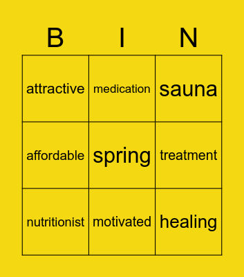 Health Comes First Bingo Card