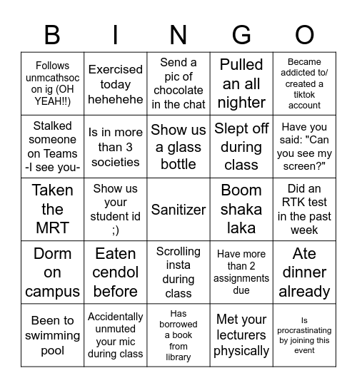 CathSoc BINGOOO Bingo Card