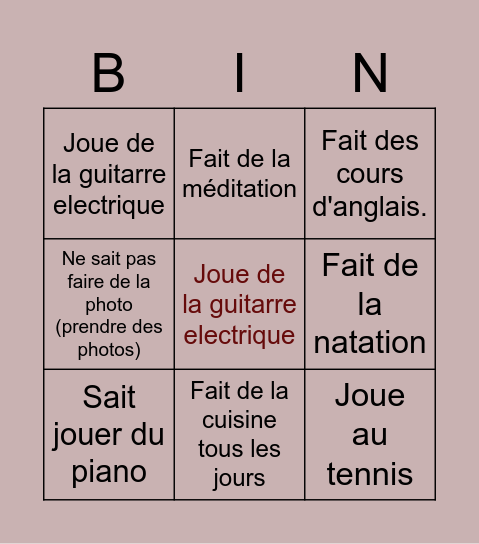 Trouve quelqu'un qui... Bingo Card