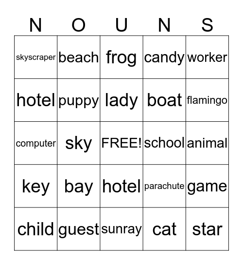 NOUNS Bingo Card