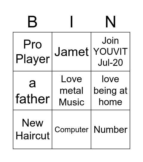 Irman Bingo Card