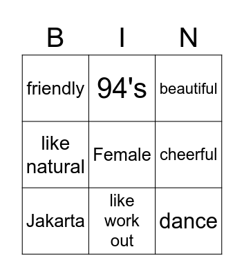 yoana Bingo Card
