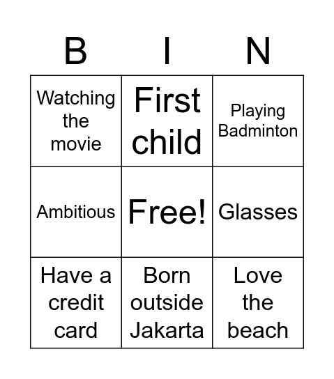 KAMAL Bingo Card