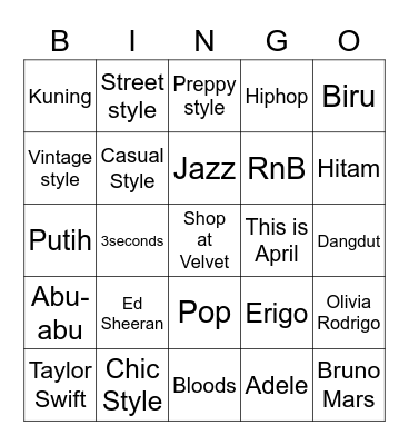 Aruna's Bingo Card