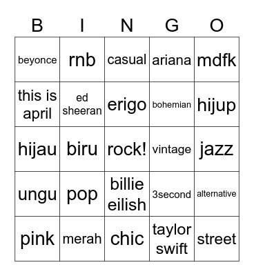 Lou's Bingo Card