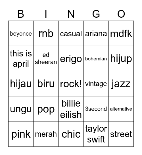 Lou's Bingo Card