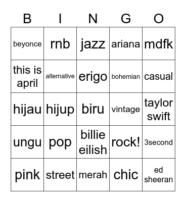 Lou's Bingo Card