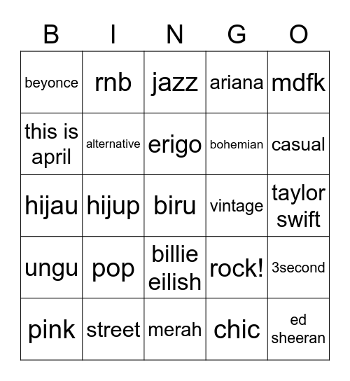 Lou's Bingo Card