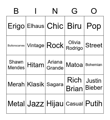 Jevriel Bingo Card