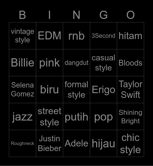 Trippie Bingo Card