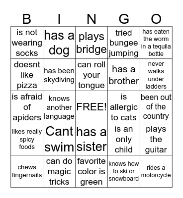 Pool 335  Bingo Card