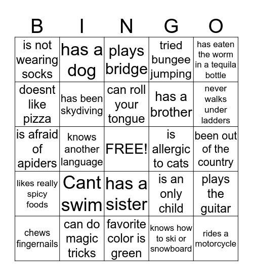 Pool 335  Bingo Card