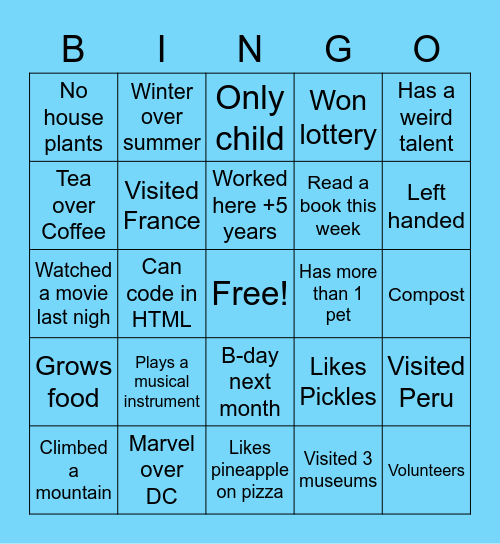 Planning Team Bingo! Bingo Card