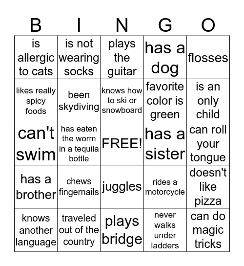POOL 335  Bingo Card