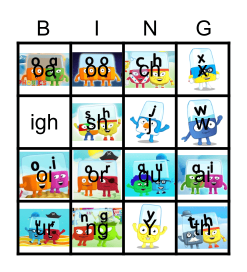 Alphablocks Bingo Phase 3 Bingo Card