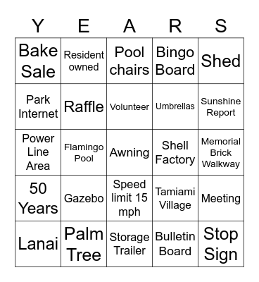 50 YEARS Bingo Card