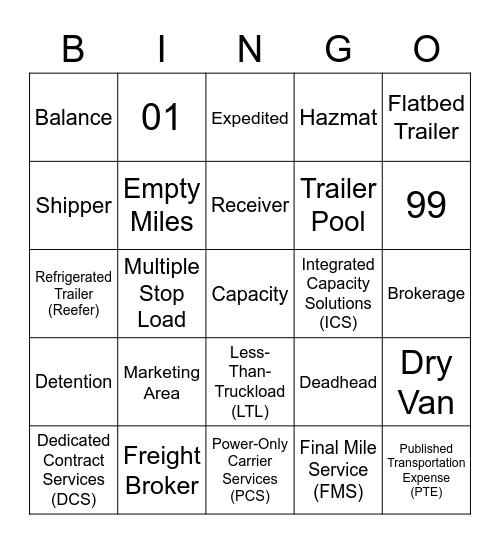 transportation-terms-bingo-card