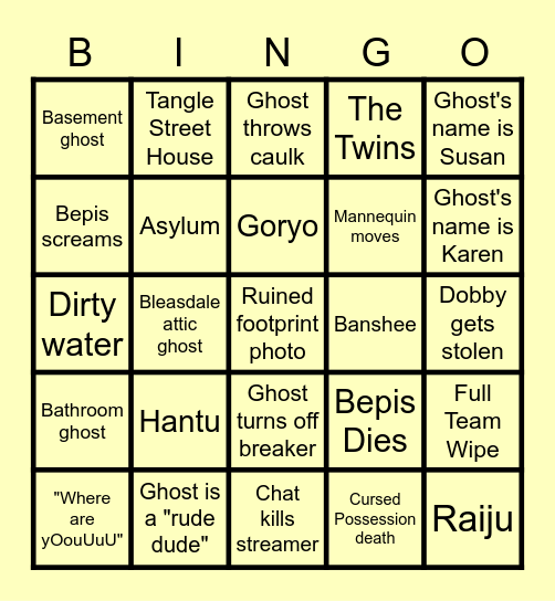 Bepis Bingo Time! Bingo Card