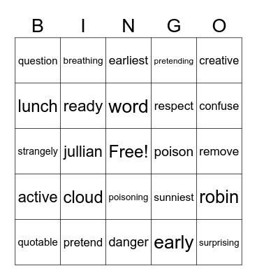 purple bingo lesson 85-90 Bingo Card