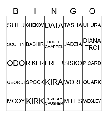S T A R      T R E K Bingo Card
