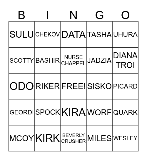 S T A R      T R E K Bingo Card