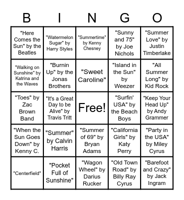 Summer Time Bingo! Bingo Card